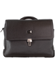 Front billede af computertaske i mørkebrun læder